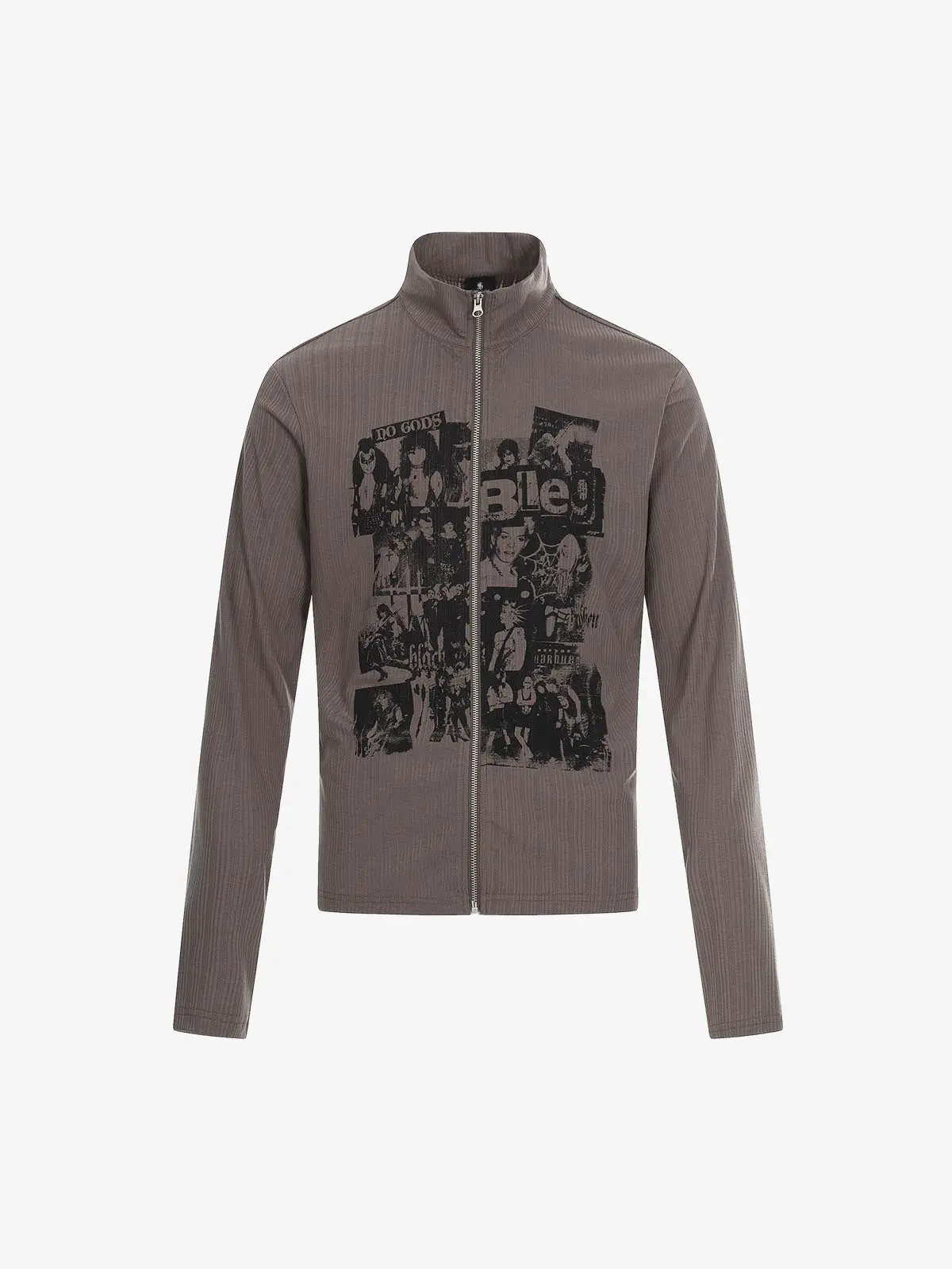 Retro Punk Print Knit Cardigan Long Sleeve Top - Image 3