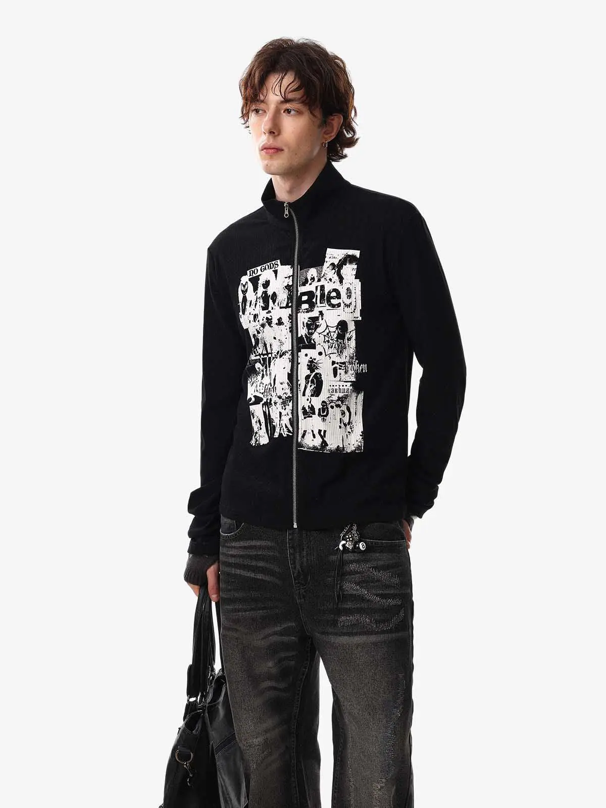 Retro Punk Print Knit Cardigan Long Sleeve Top - Image 4