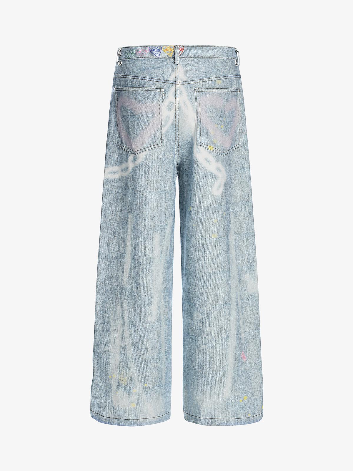 Retro Spray Graffiti Fun Straight Jeans - 2448 - Image 3