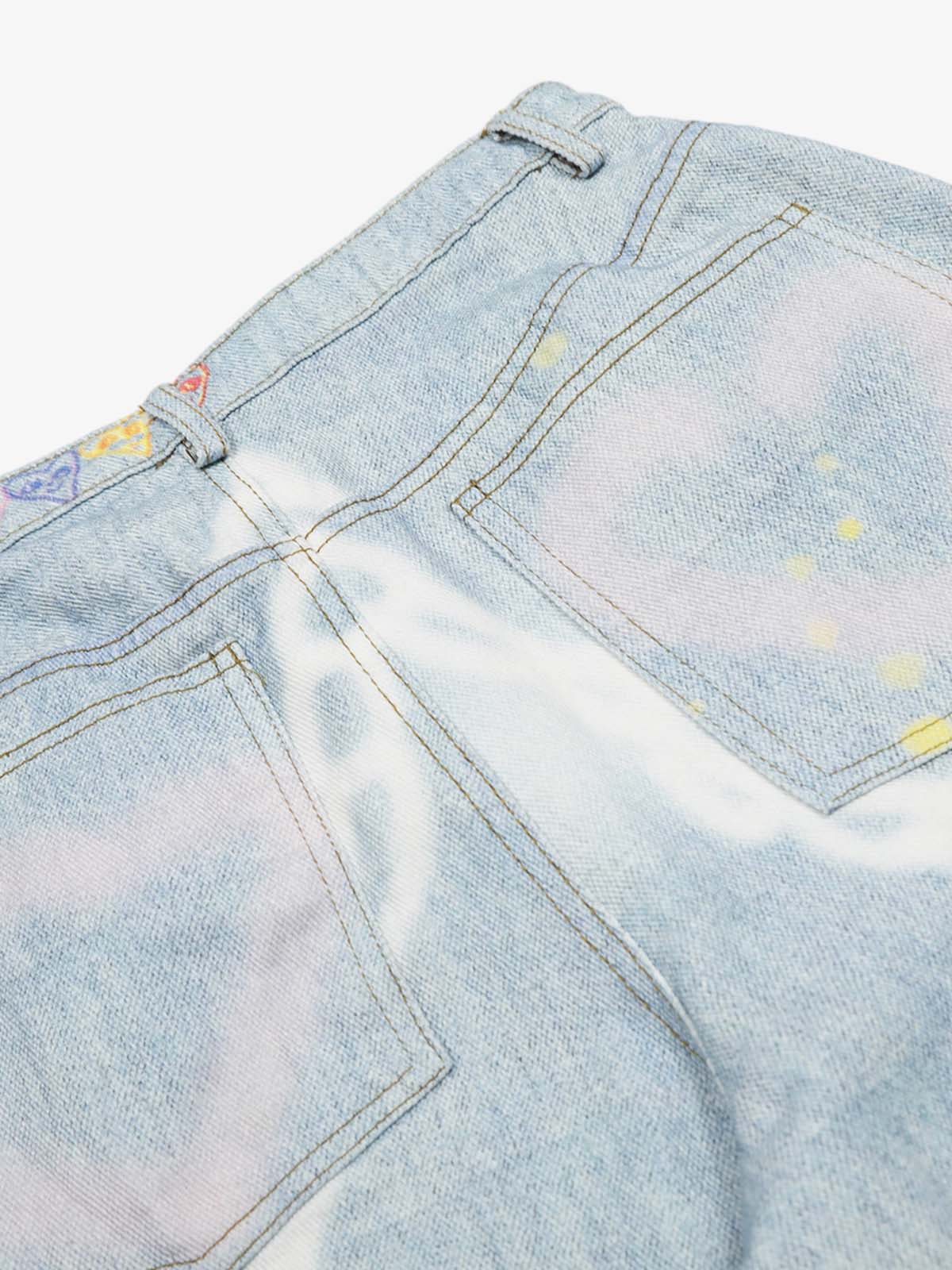 Retro Spray Graffiti Fun Straight Jeans - 2448 - Image 5