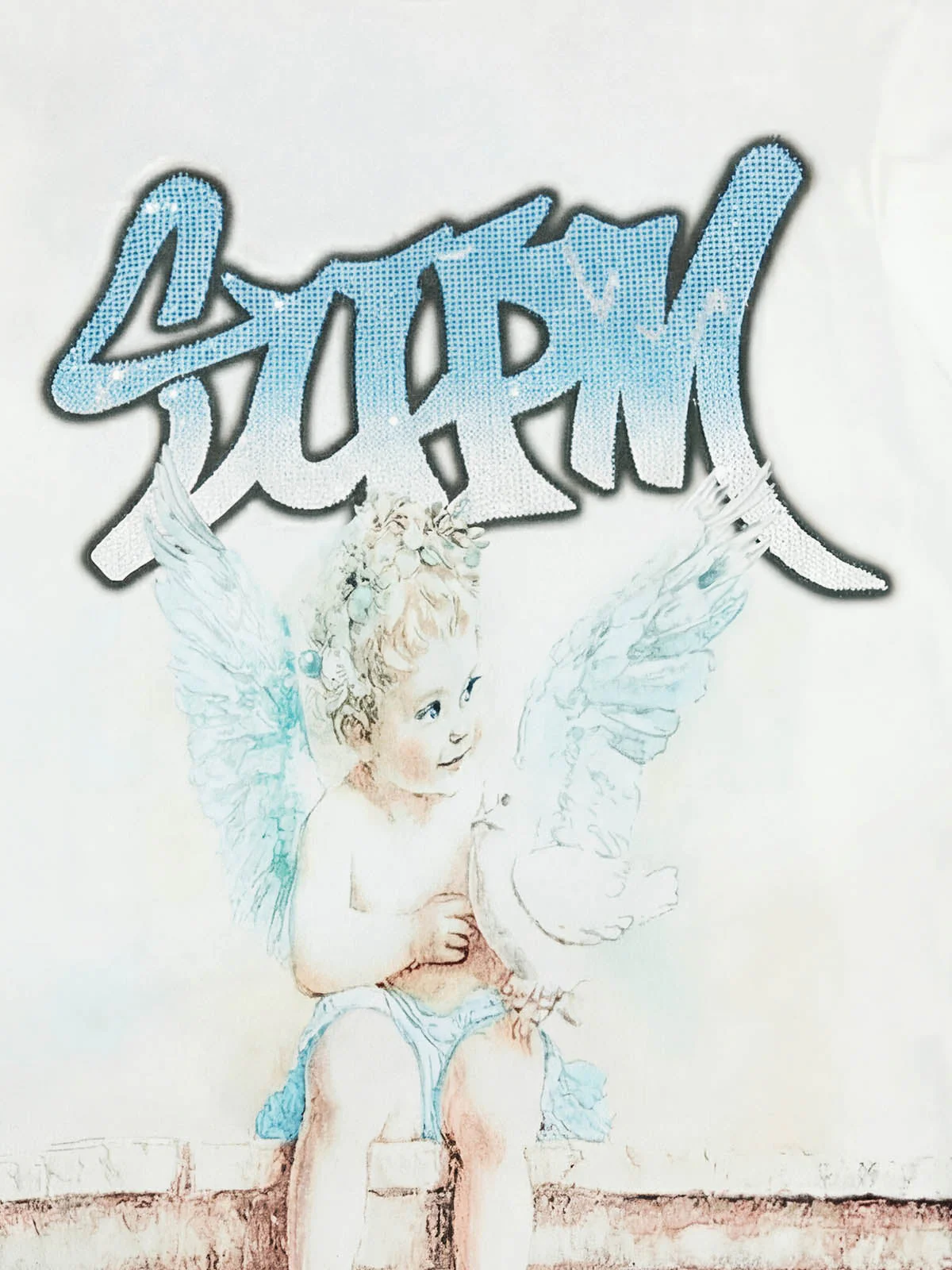 Retro Street Peace Dove Angel Rhinestone T-Shirt - Image 7