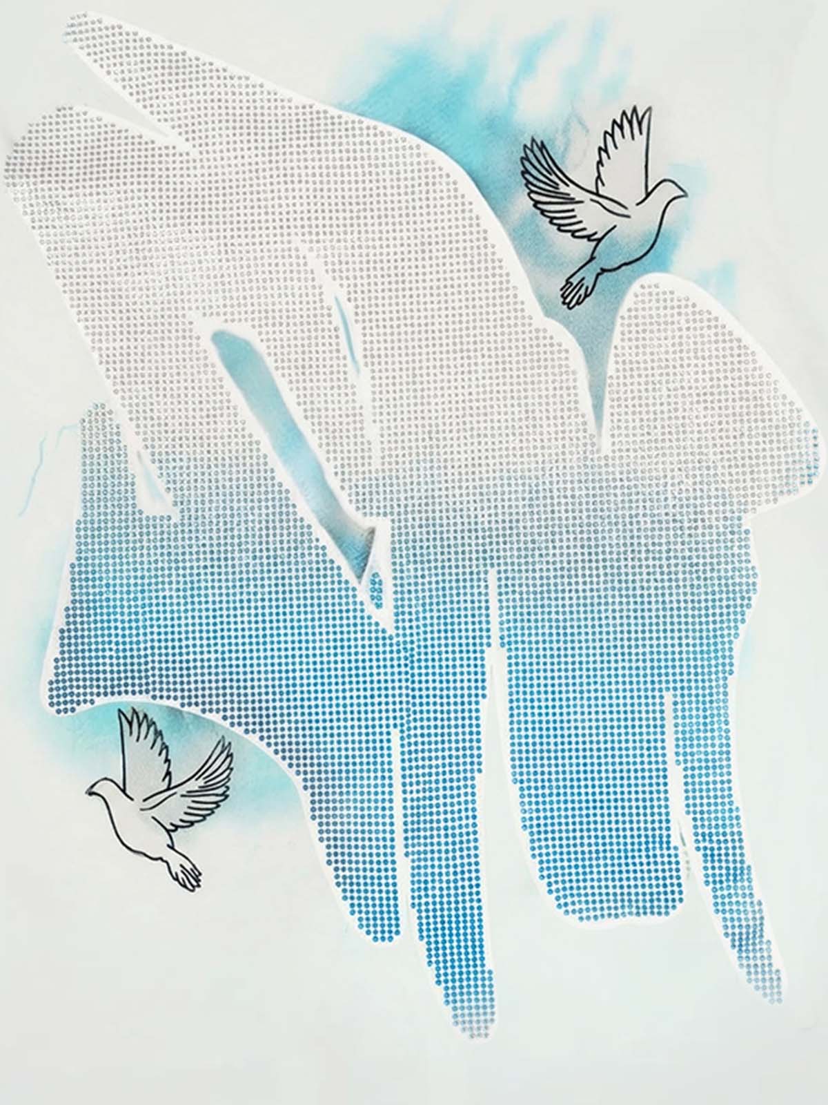 Retro Street Peace Dove Angel Rhinestone T-Shirt - Image 9