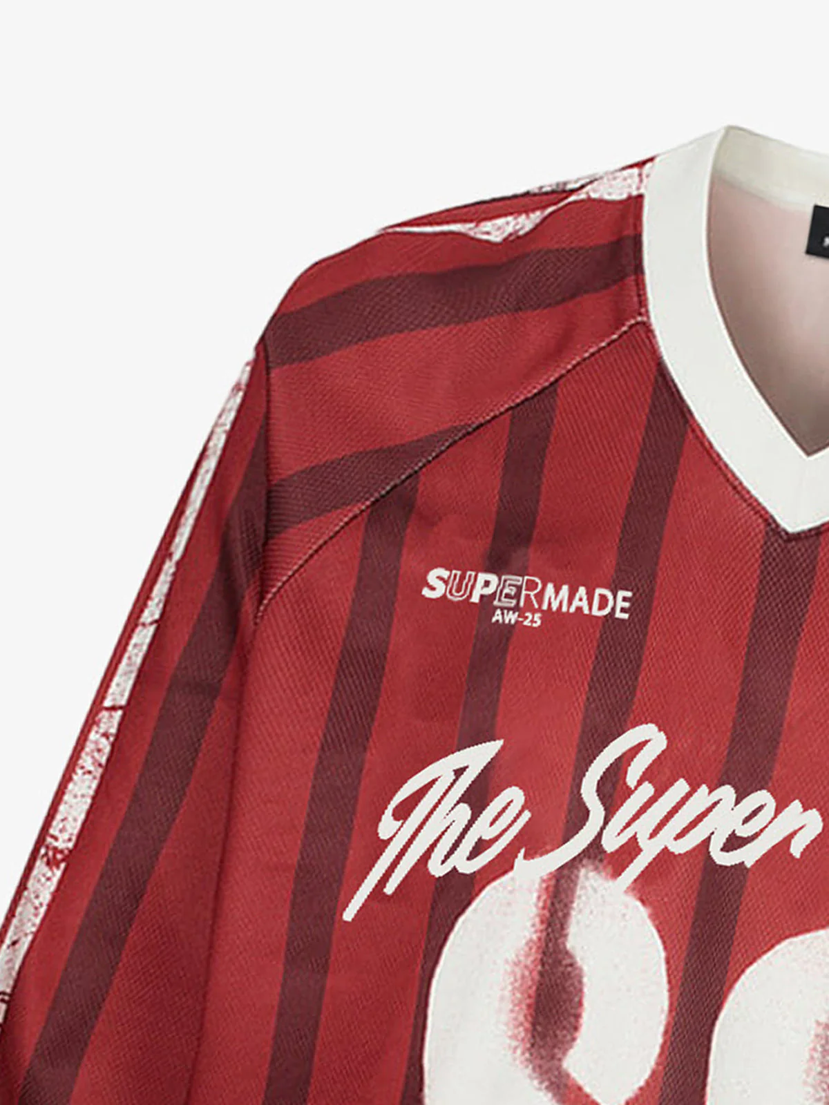 Retro Striped 88 Print Graphic Jersey Long-Sleeved T-Shirt - 2618 - Image 3