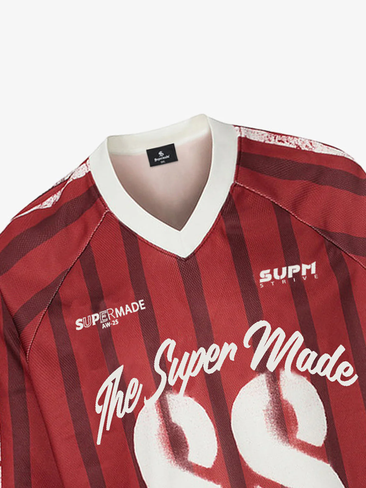 Retro Striped 88 Print Graphic Jersey Long-Sleeved T-Shirt - 2618 - Image 5