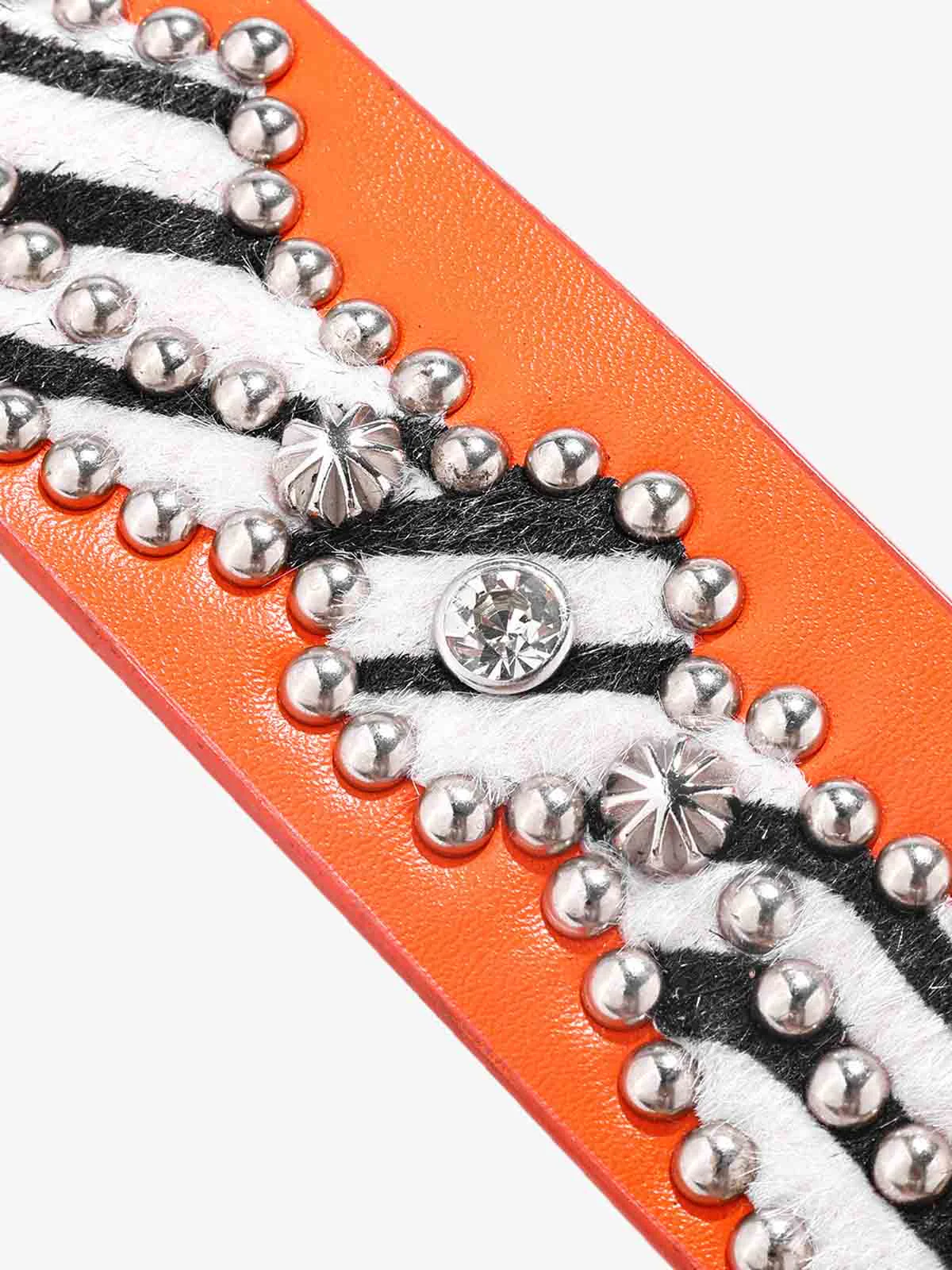 Retro Studded Zebra Pattern Wide Leather Belt - Image 5