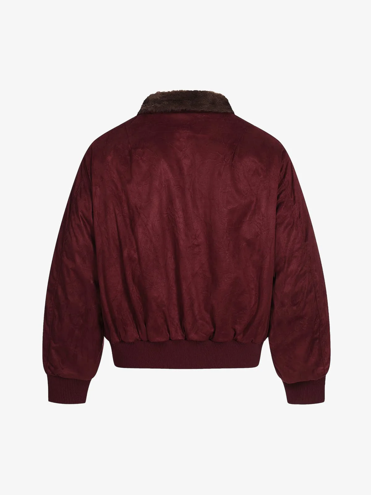 Retro Suede Faux Fur Collar Fleece Lined Bomber Jacket - Image 11