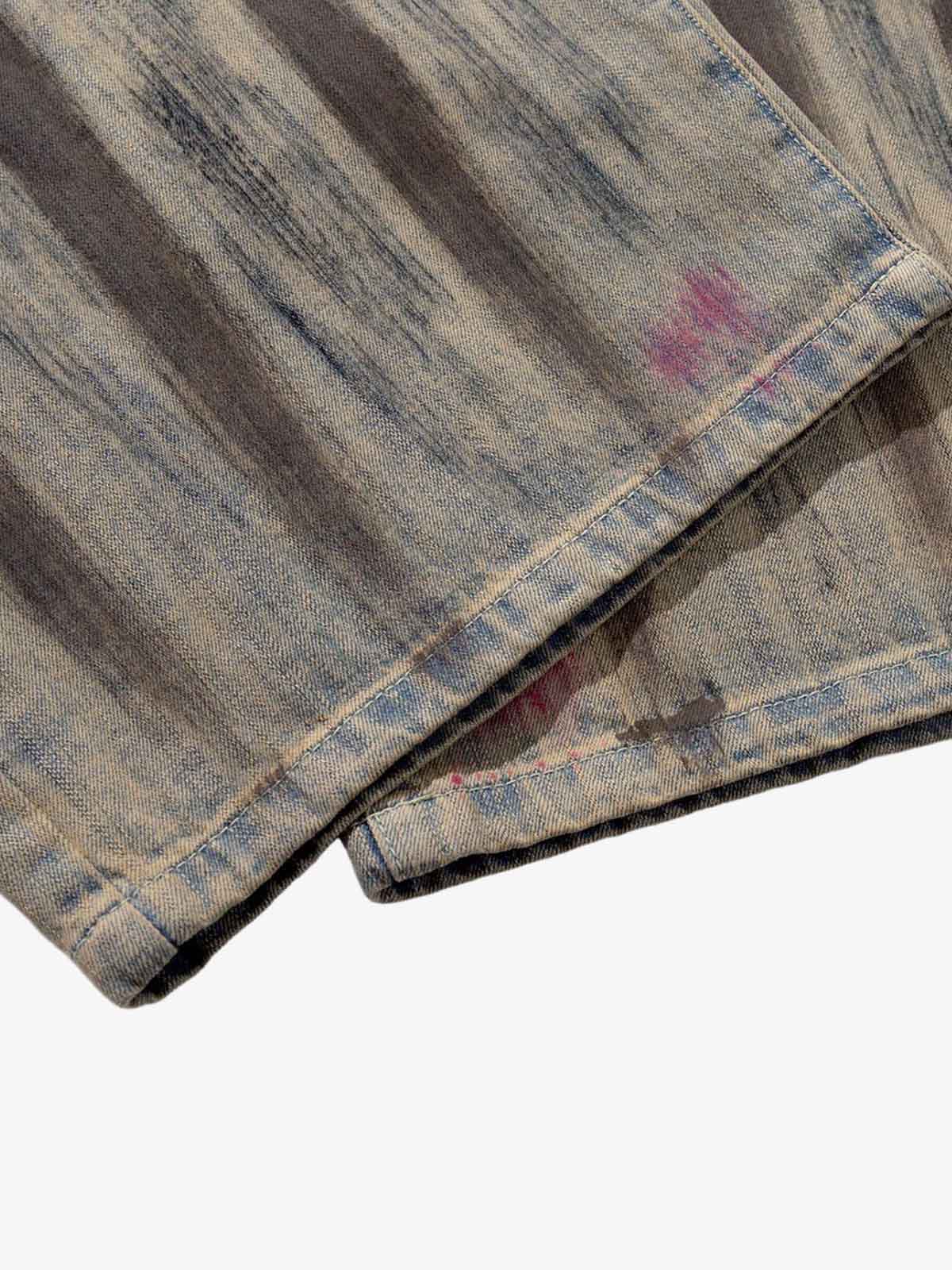 Retro Washed Brushstroke Baggy Jeans - Image 11