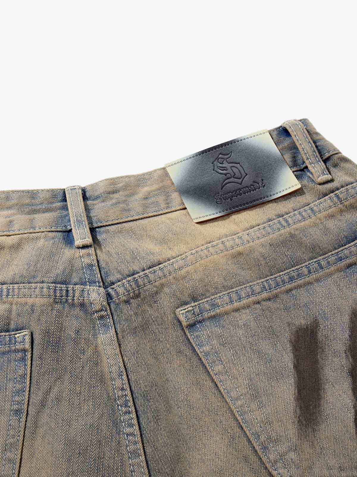 Retro Washed Brushstroke Baggy Jeans - Image 8