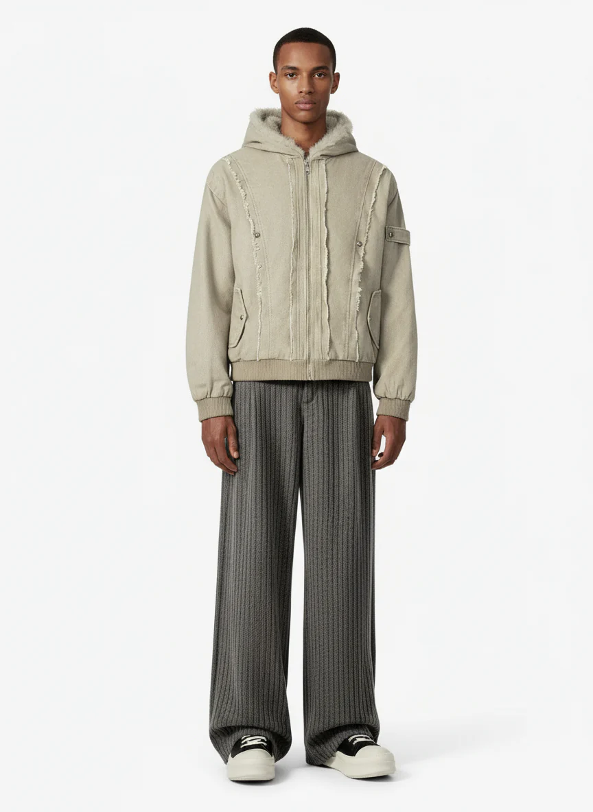 Retro Washed Fleece-lined Hooded Work Jacket - Image 6