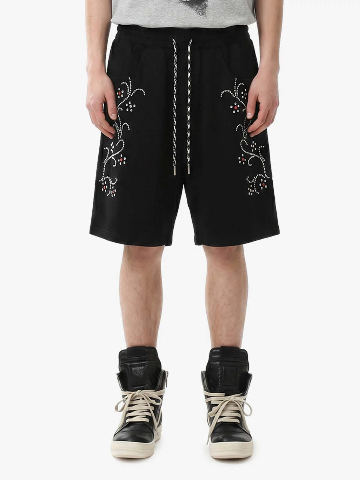 Rhinestone Graphic Knit Shorts