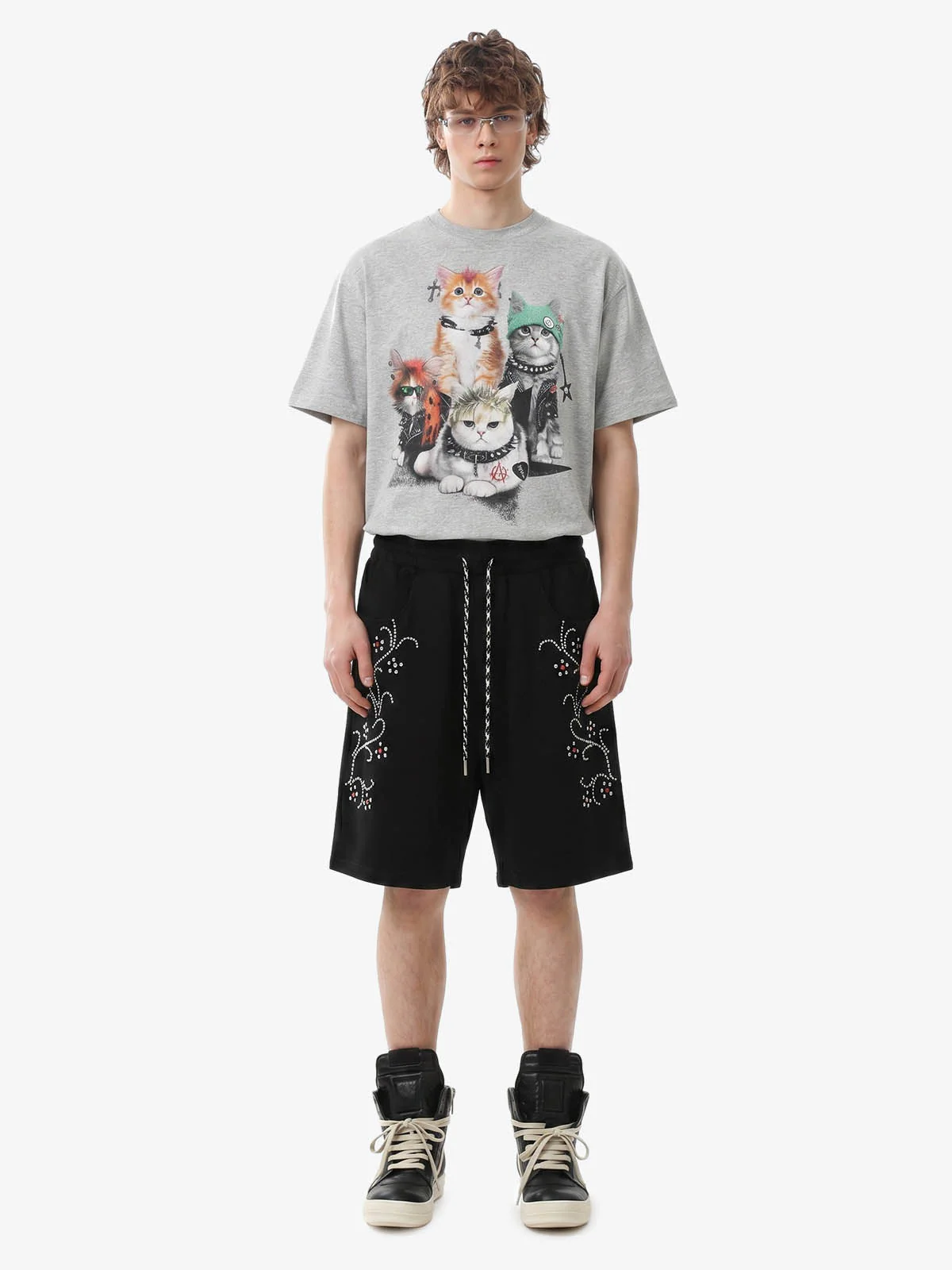 Rhinestone Graphic Knit Shorts - Image 3