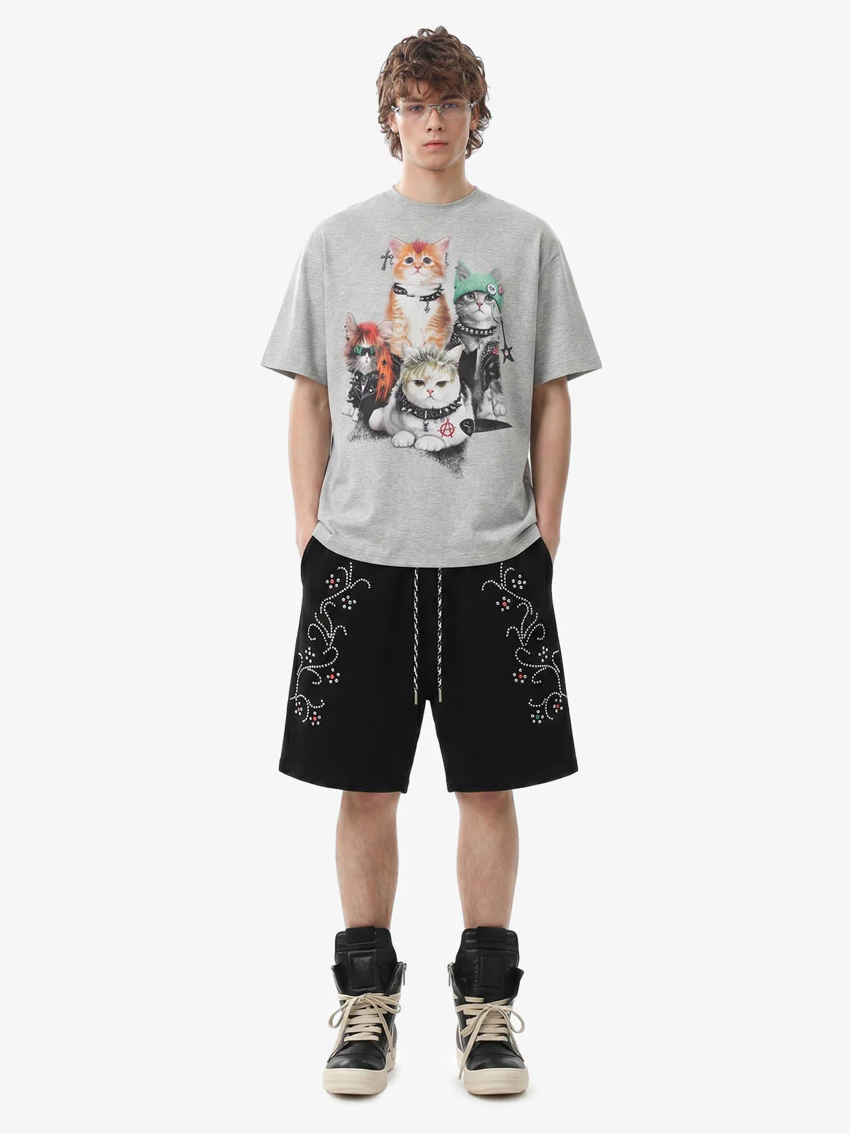Rhinestone Graphic Knit Shorts - Image 4