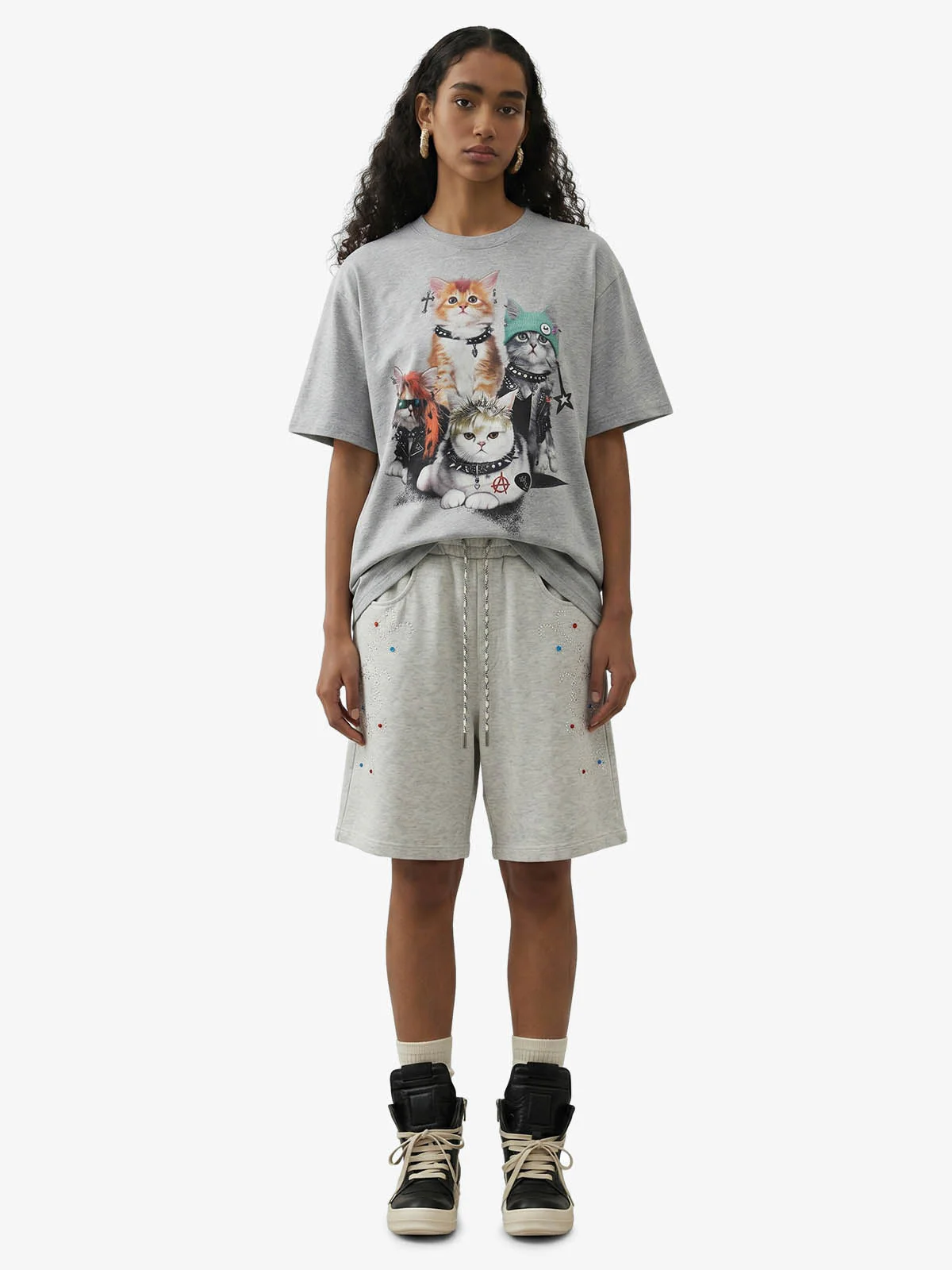 Rhinestone Graphic Knit Shorts - Image 6