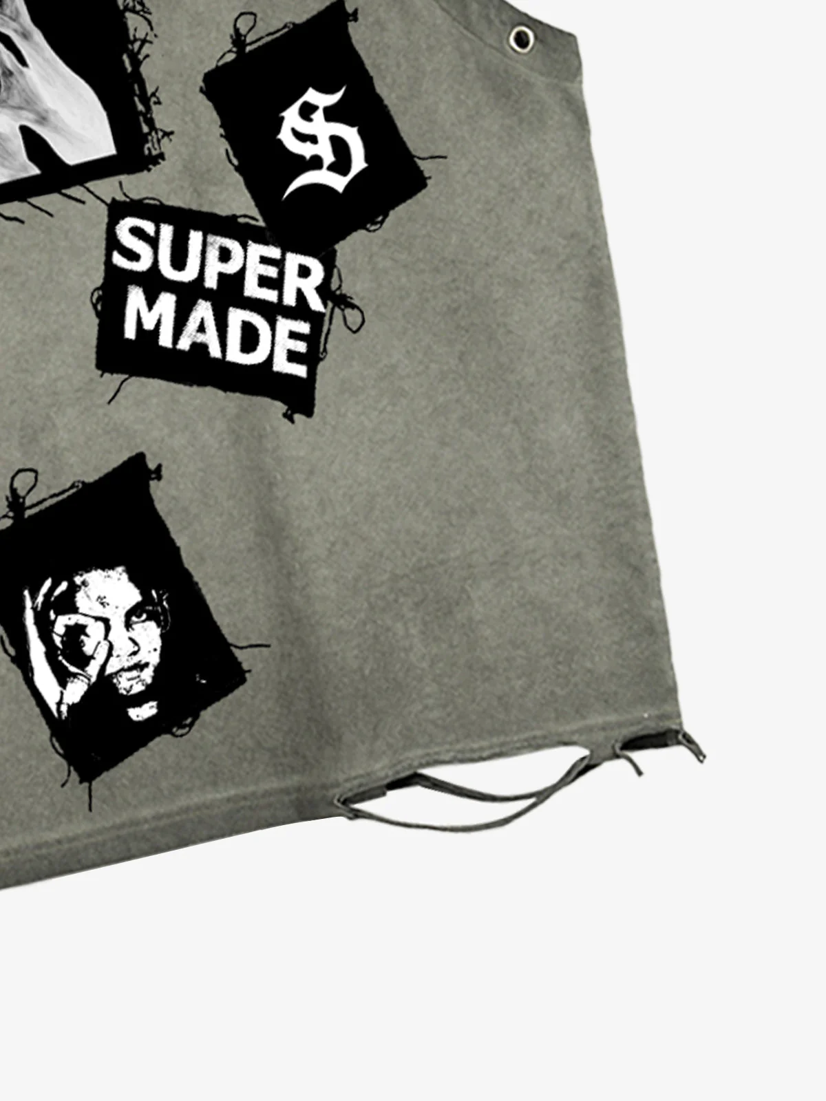 Ripped Graphic Patch Sleeveless Vest - Image 10
