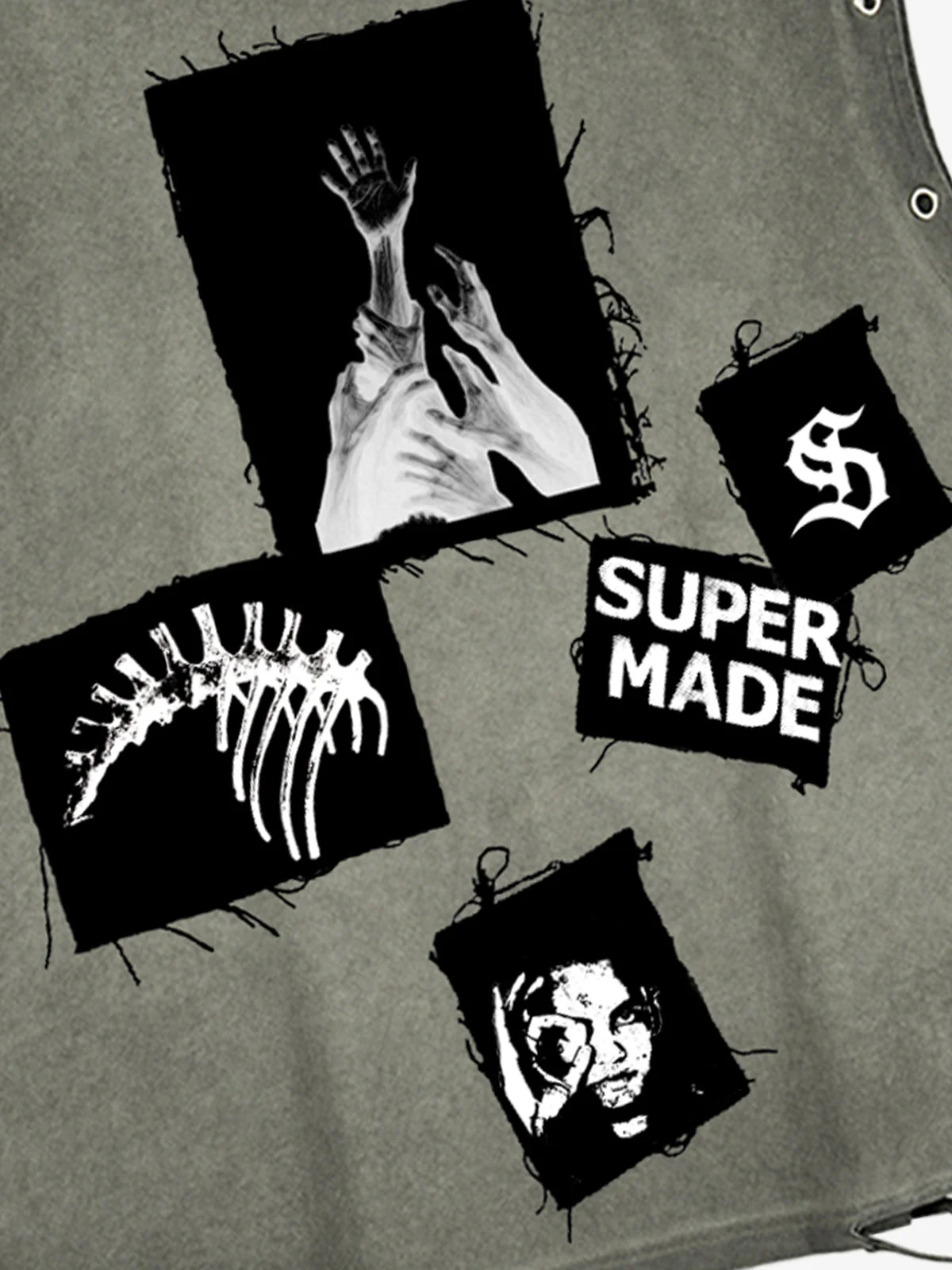 Ripped Graphic Patch Sleeveless Vest - Image 8