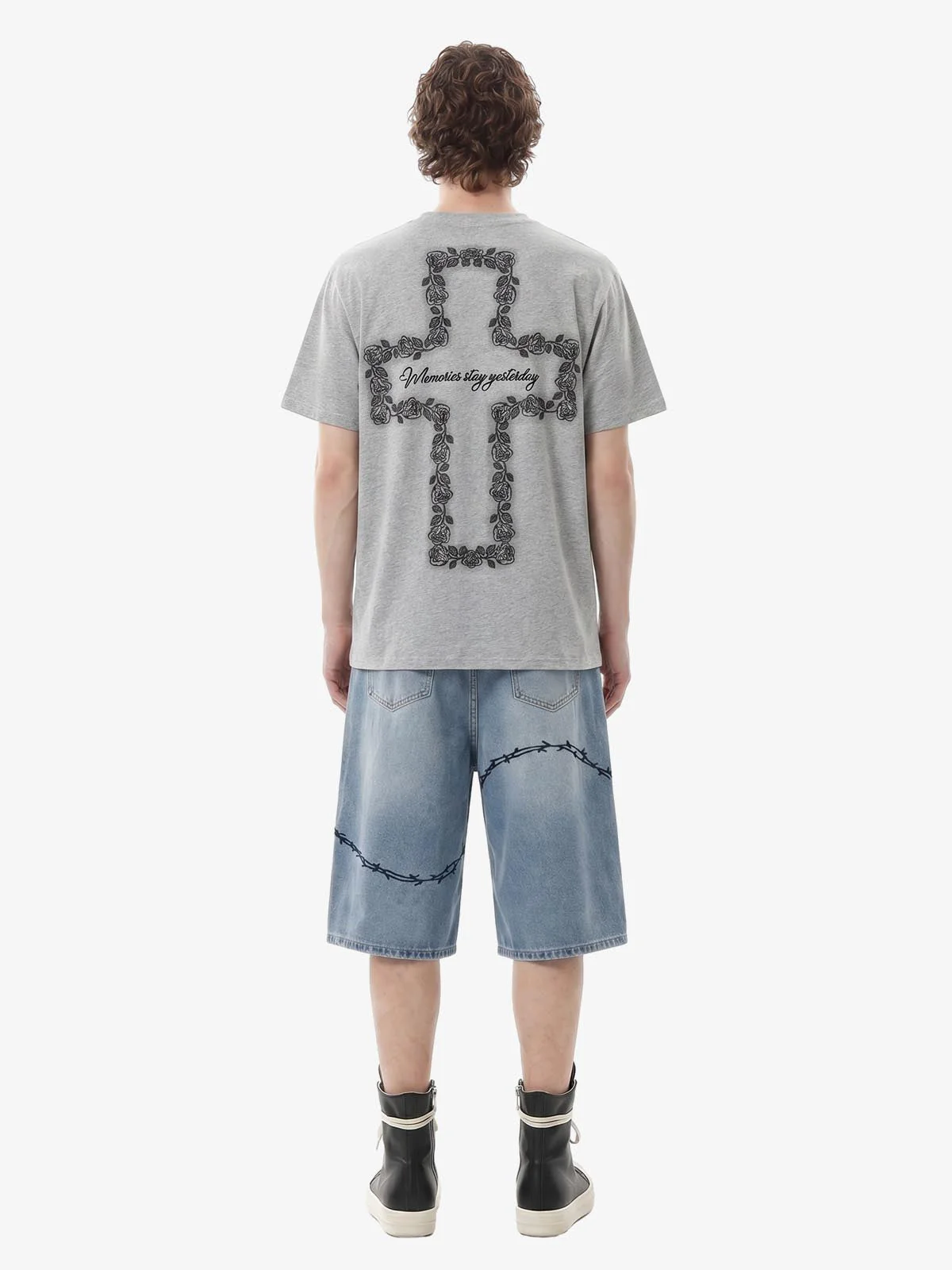 Rose Cross Slogan Graphic T-Shirt - Image 4