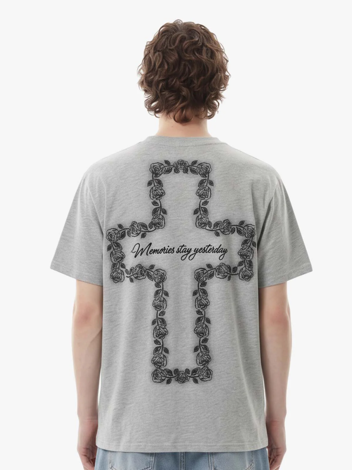Rose Cross Slogan Graphic T-Shirt - Image 5