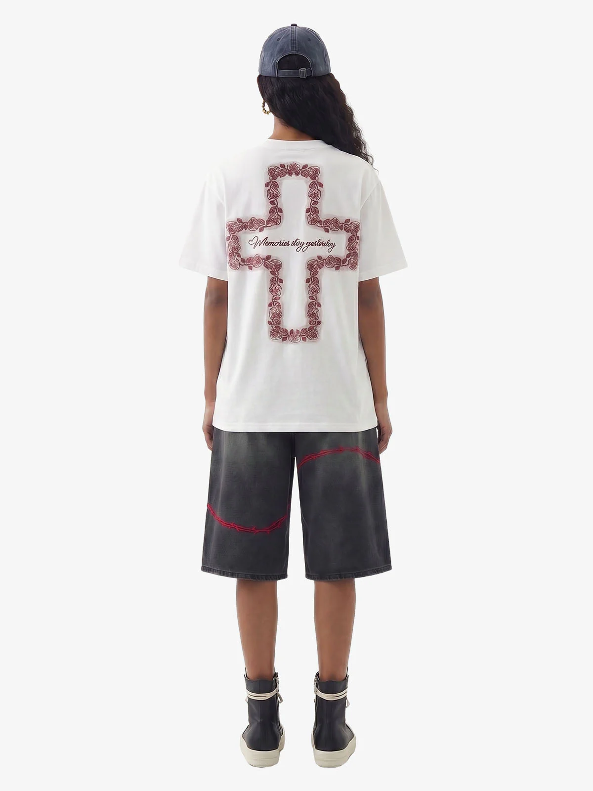 Rose Cross Slogan Graphic T-Shirt - Image 7