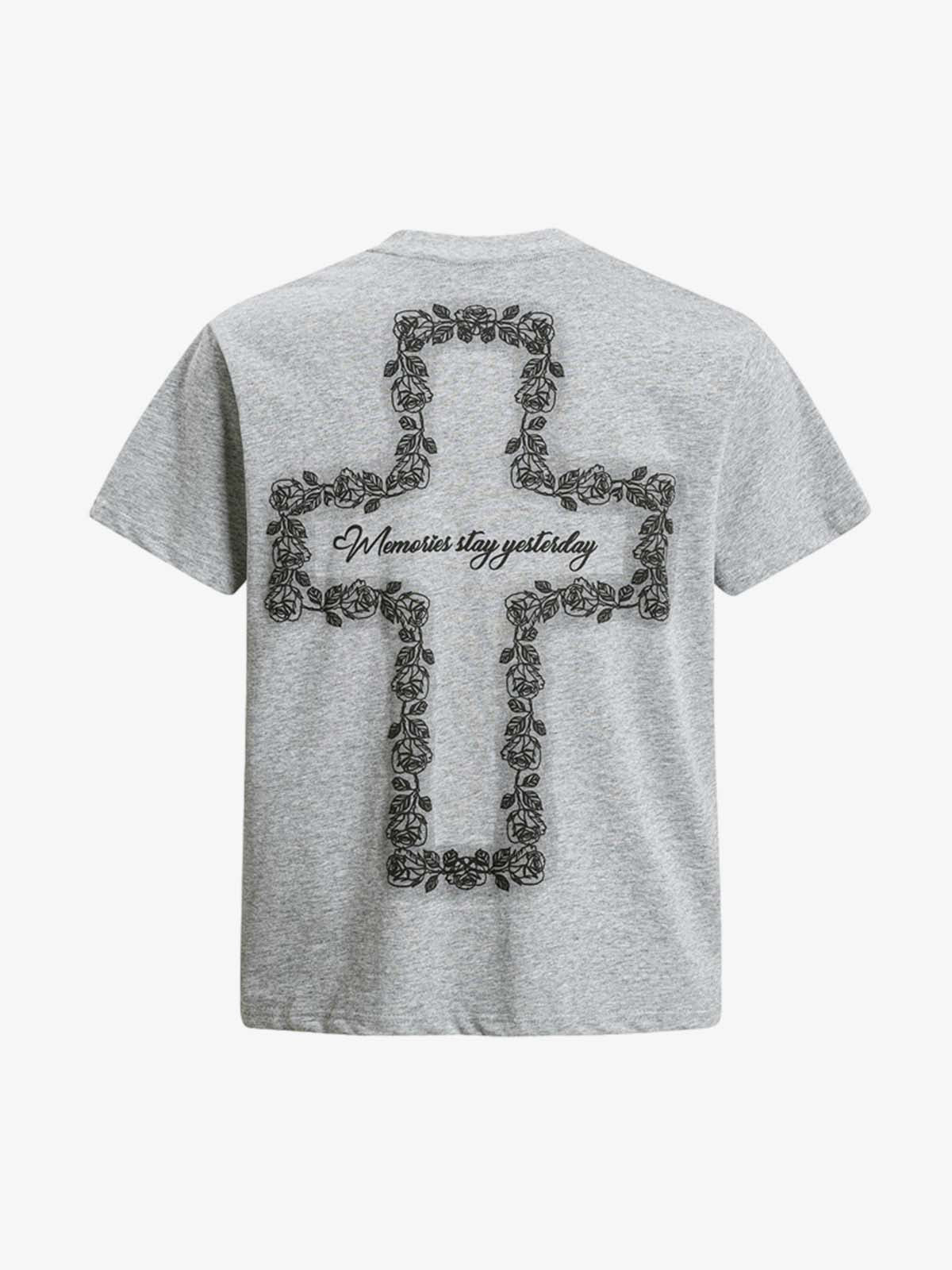 Rose Cross Slogan Graphic T-Shirt - Image 8