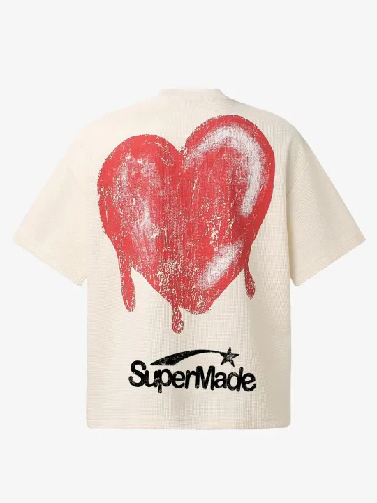 Skeleton & Melted Heart Graphic Waffle Knit T-Shirt - Image 11