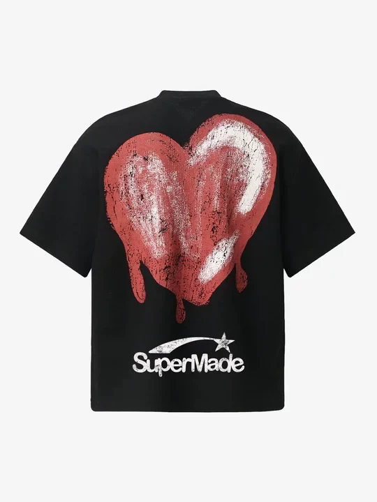 Skeleton & Melted Heart Graphic Waffle Knit T-Shirt - Image 12