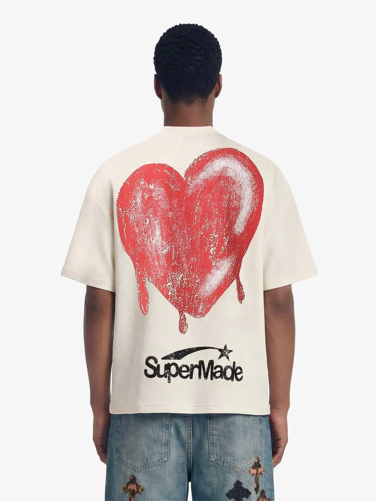 Skeleton & Melted Heart Graphic Waffle Knit T-Shirt - Image 4