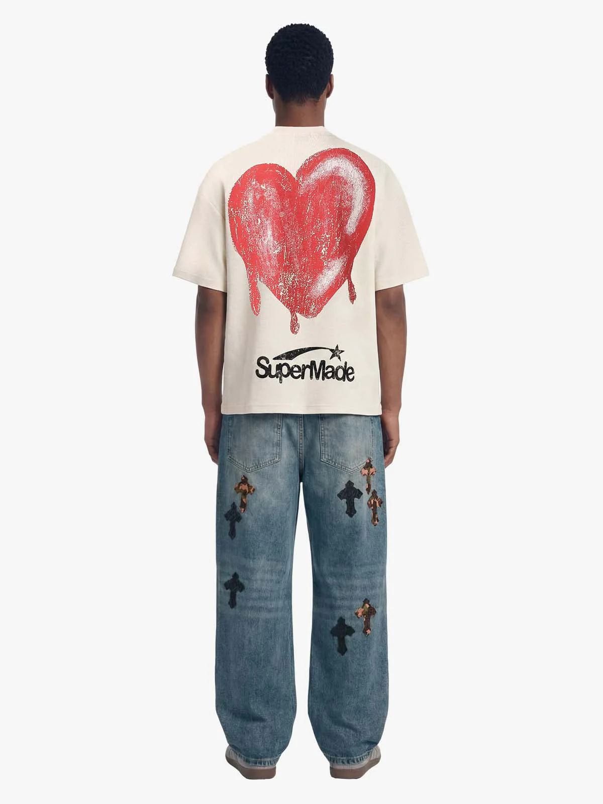 Skeleton & Melted Heart Graphic Waffle Knit T-Shirt - Image 8
