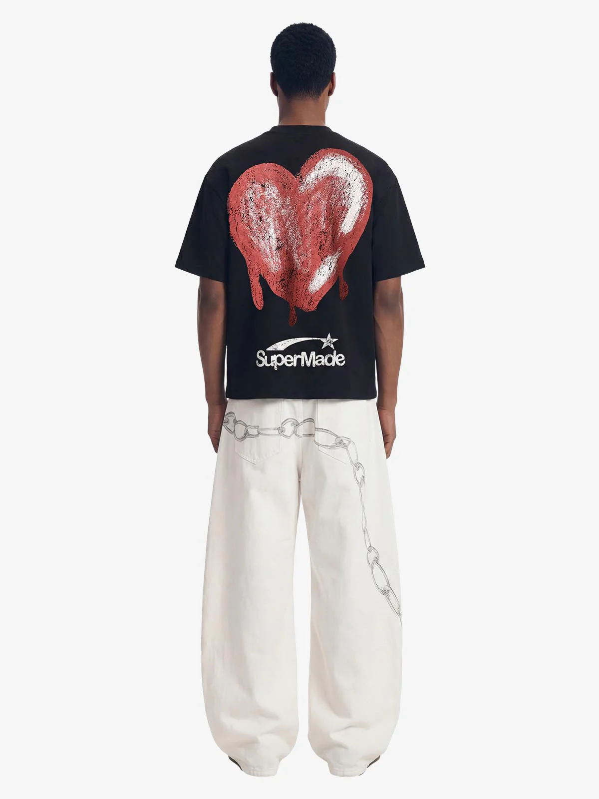 Skeleton & Melted Heart Graphic Waffle Knit T-Shirt - Image 9