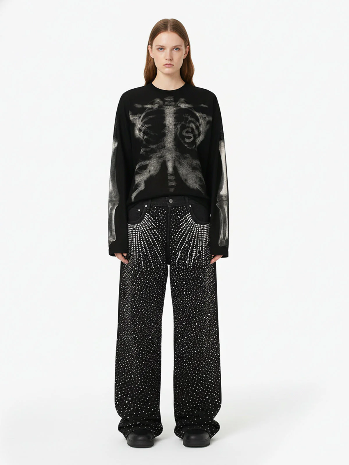 Skeleton Graphic Waffle Sweatshirt - 2495 - Image 6