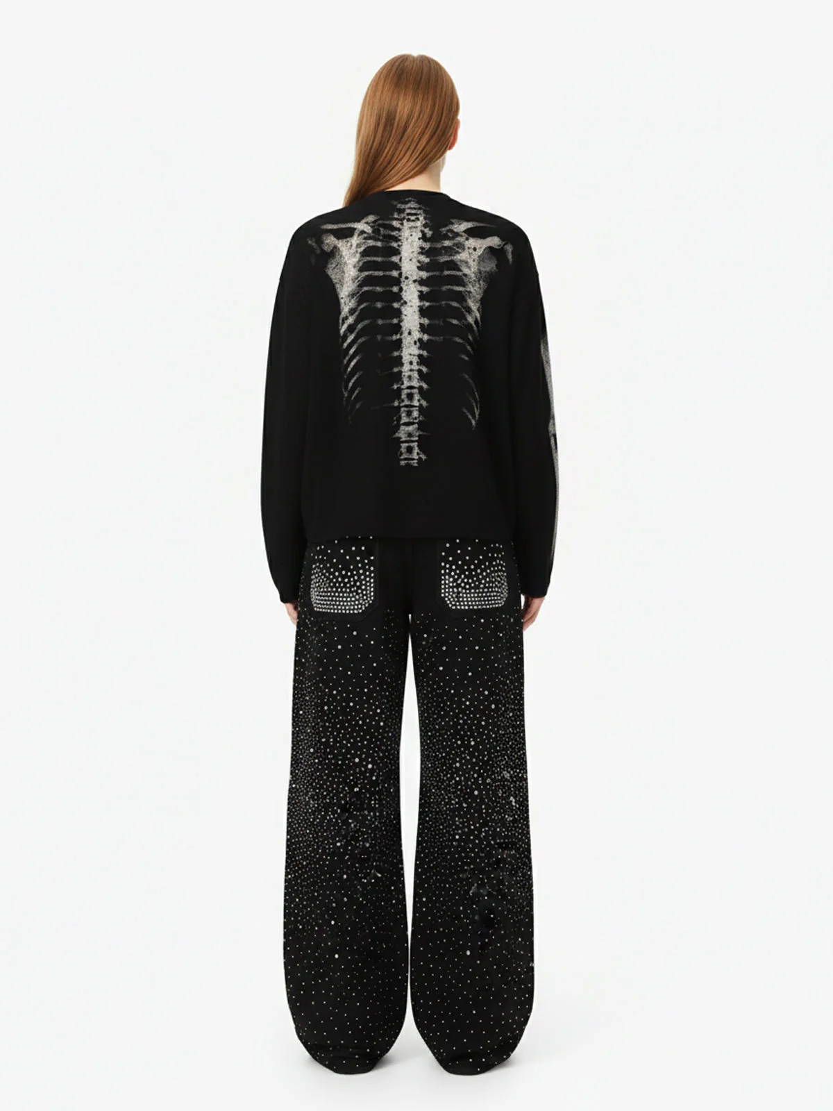 Skeleton Graphic Waffle Sweatshirt - 2495 - Image 8