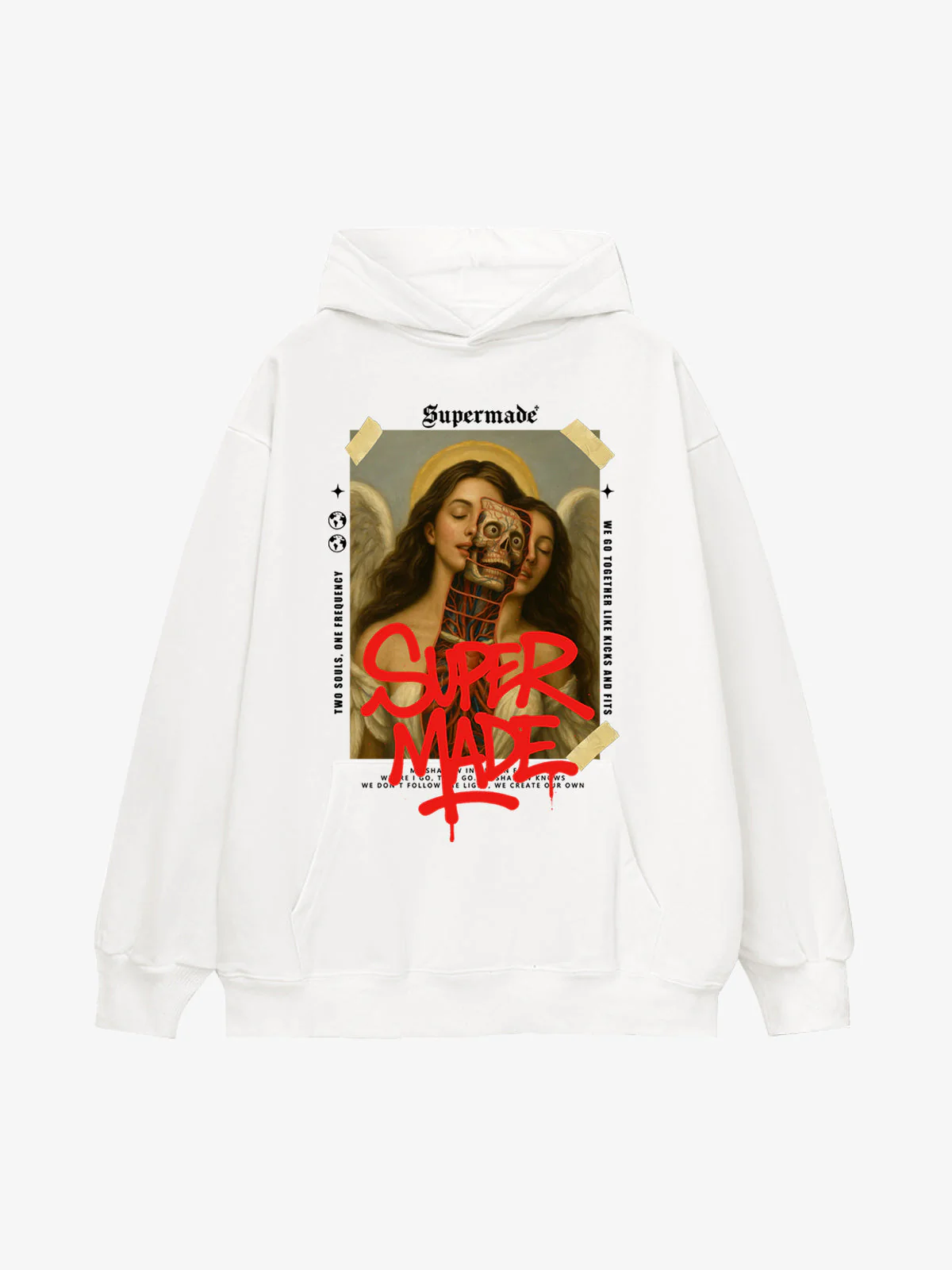 Skull And Face Two Soul Pattern Hoodie