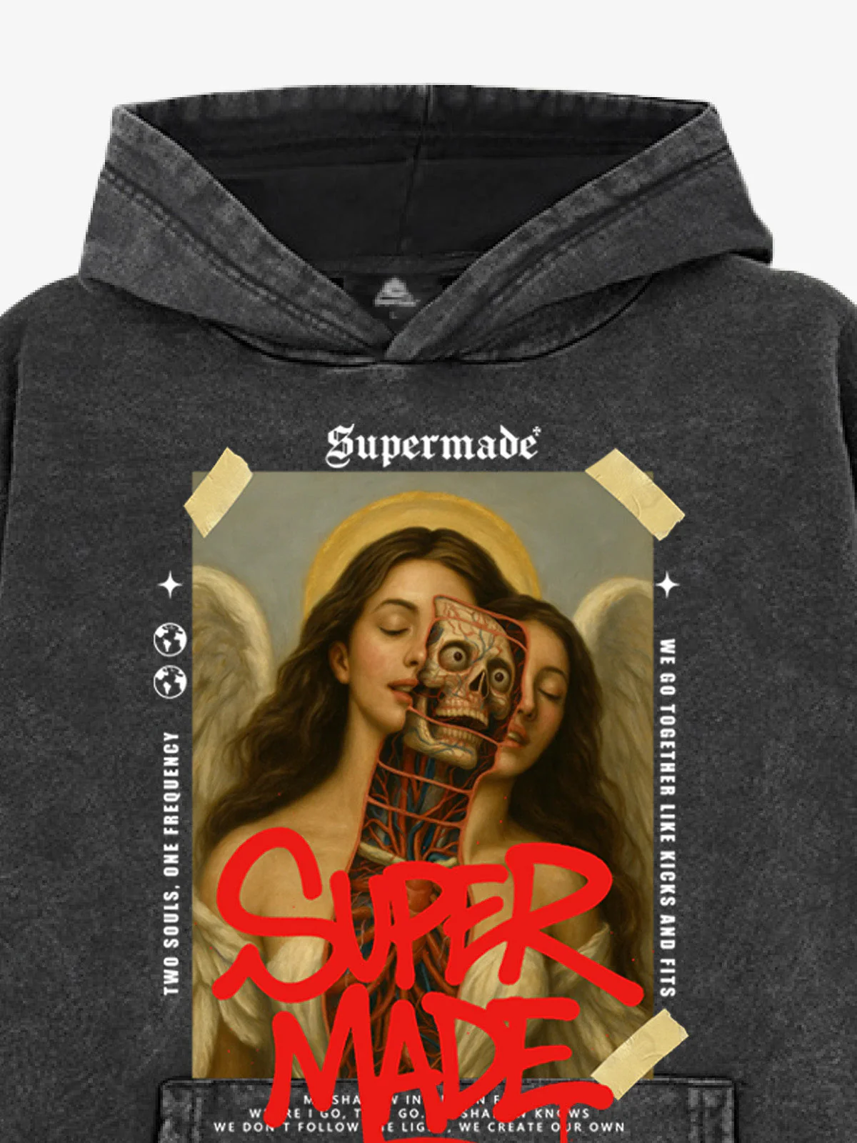 Skull And Face Two Soul Pattern Hoodie - Image 12