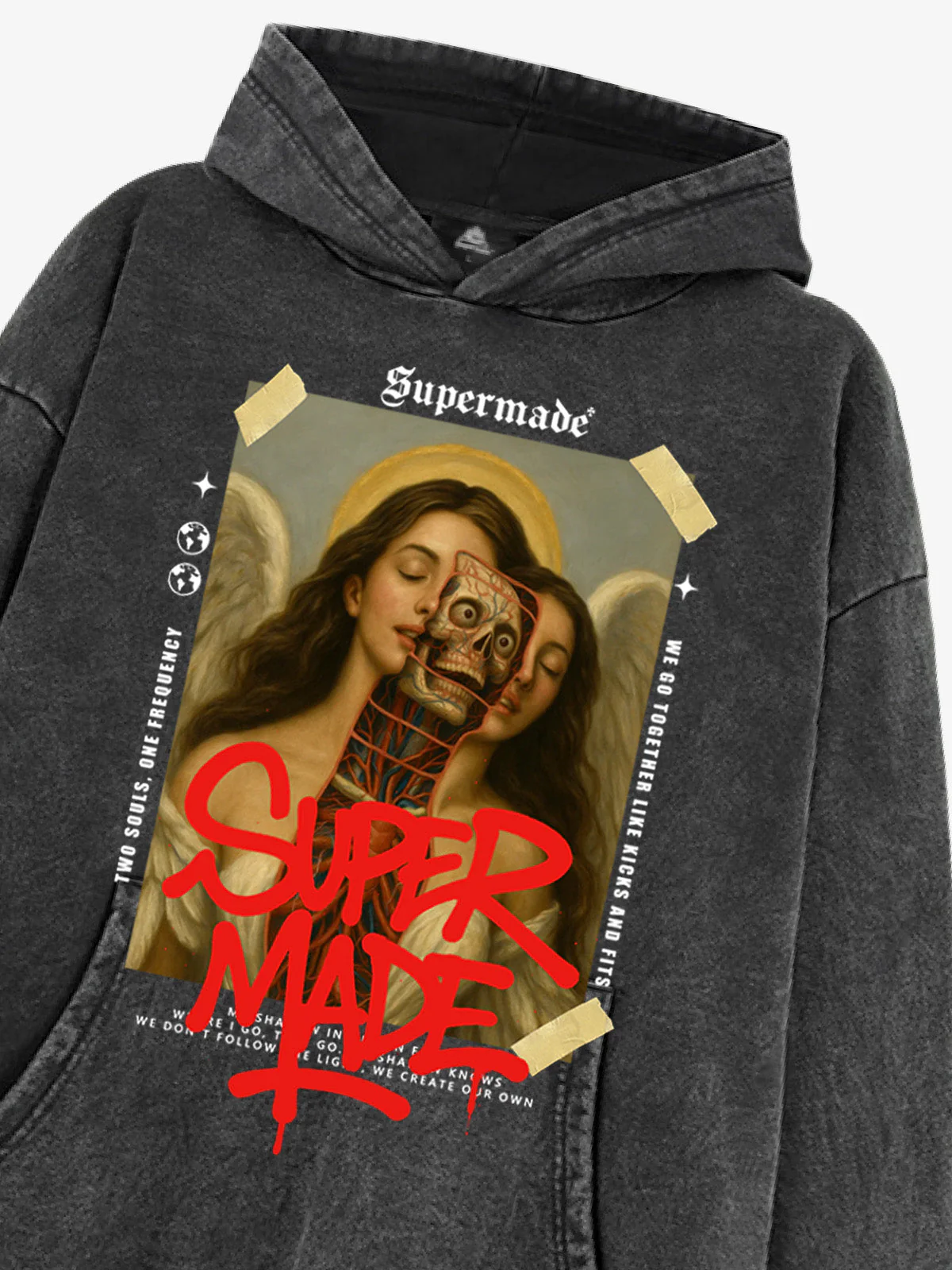 Skull And Face Two Soul Pattern Hoodie - Image 14