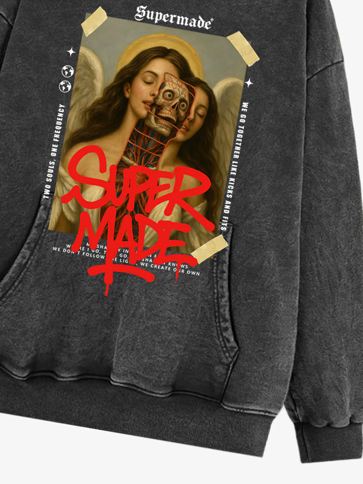 Skull And Face Two Soul Pattern Hoodie - Image 15