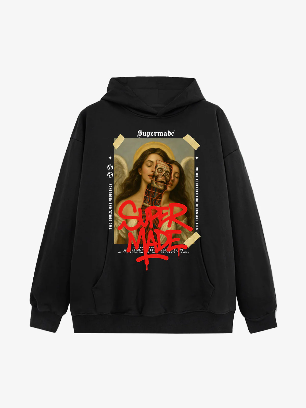 Skull And Face Two Soul Pattern Hoodie - Image 2