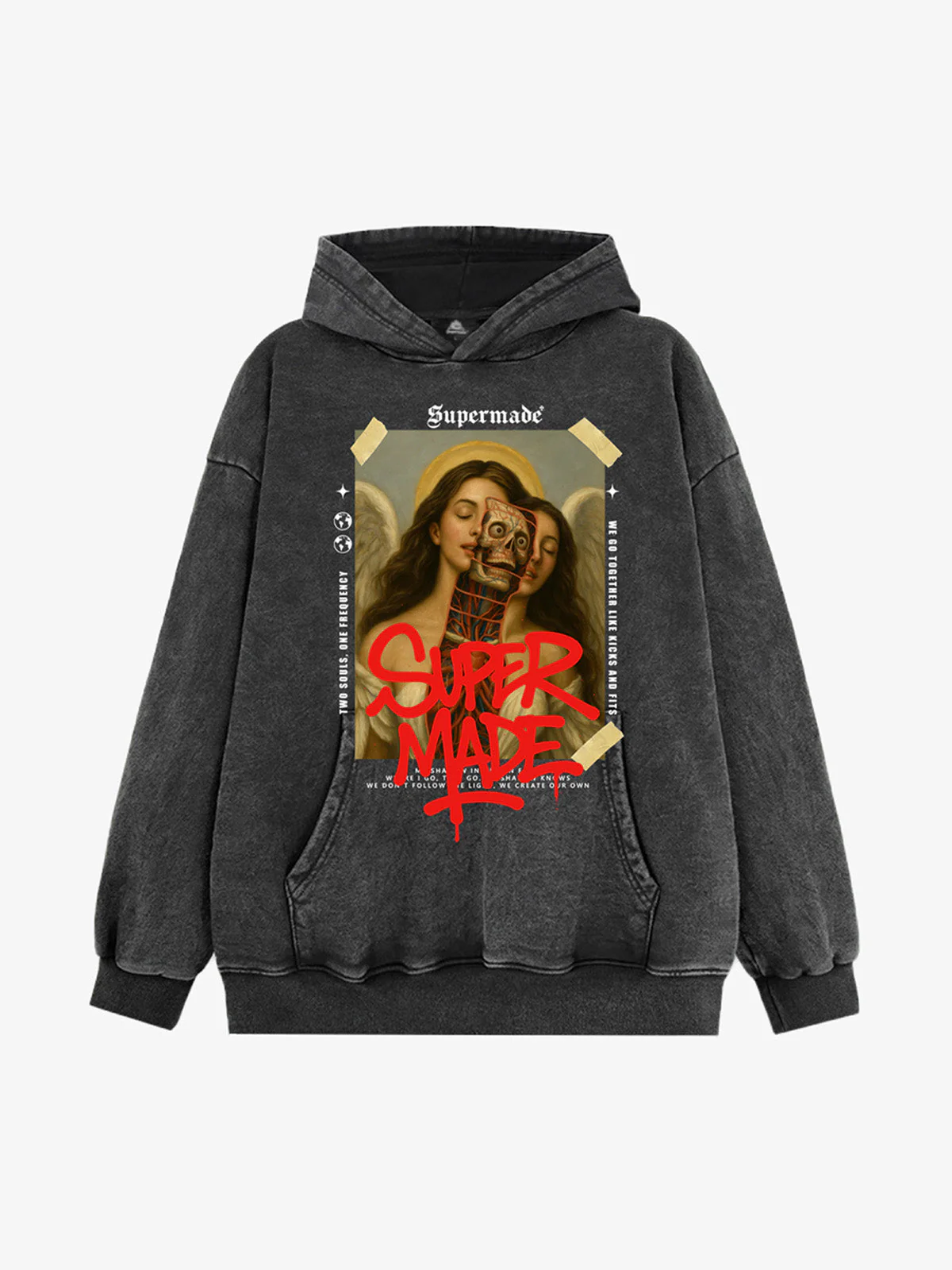 Skull And Face Two Soul Pattern Hoodie - Image 3