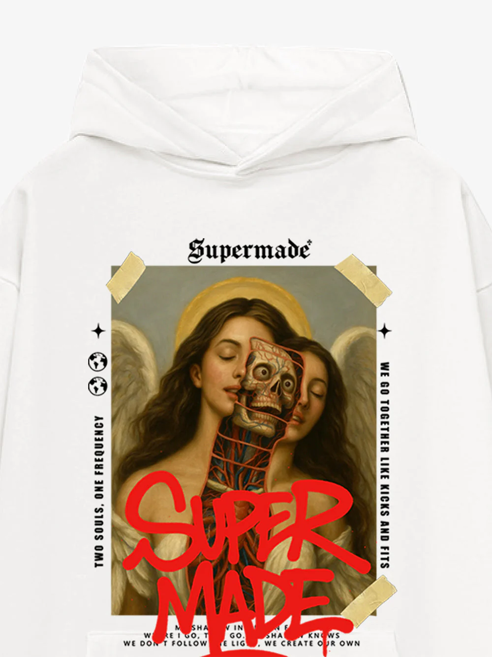 Skull And Face Two Soul Pattern Hoodie - Image 4