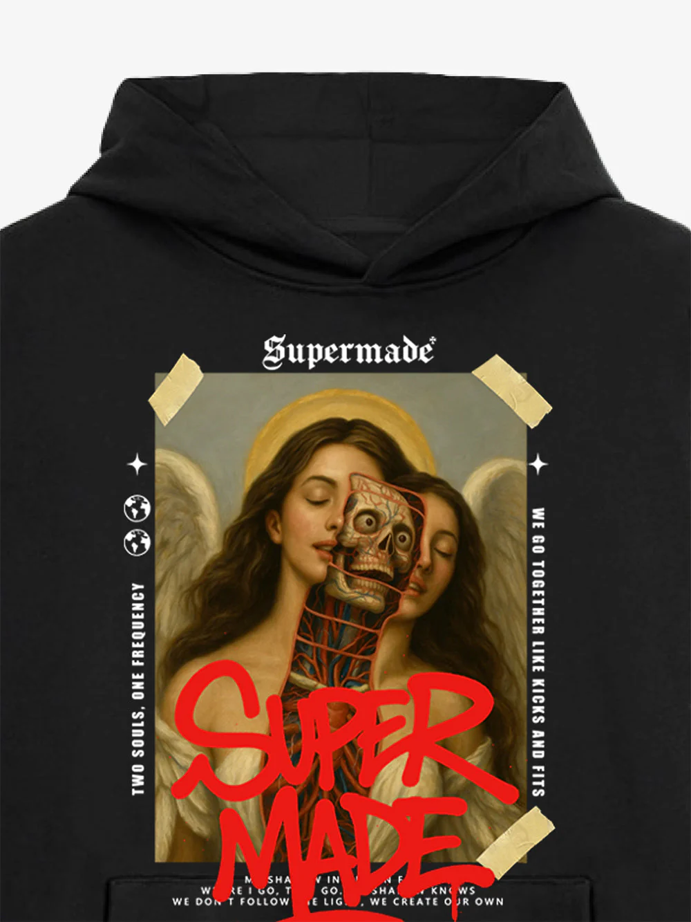 Skull And Face Two Soul Pattern Hoodie - Image 5