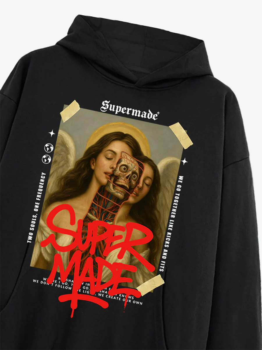 Skull And Face Two Soul Pattern Hoodie - Image 9
