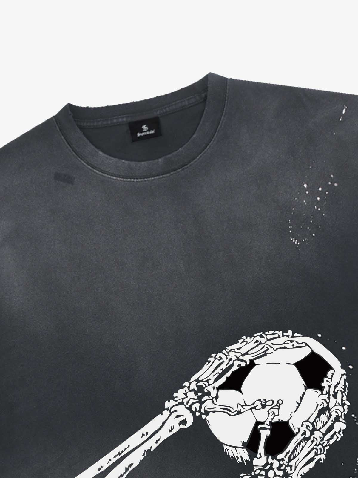 Skull Goalkeeper Splatter Graphic T-Shirt - Image 7