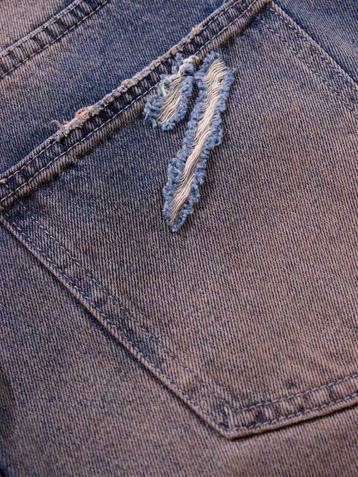 Slash Distressed Washed Denim Jeans - Image 11