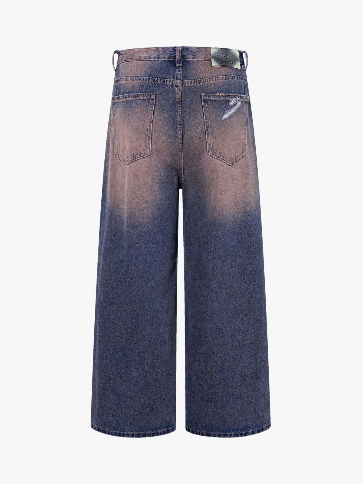 Slash Distressed Washed Denim Jeans - Image 2