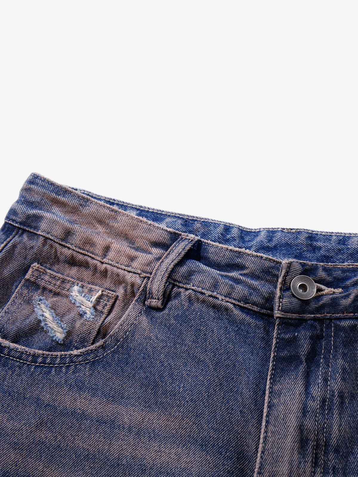 Slash Distressed Washed Denim Jeans - Image 3