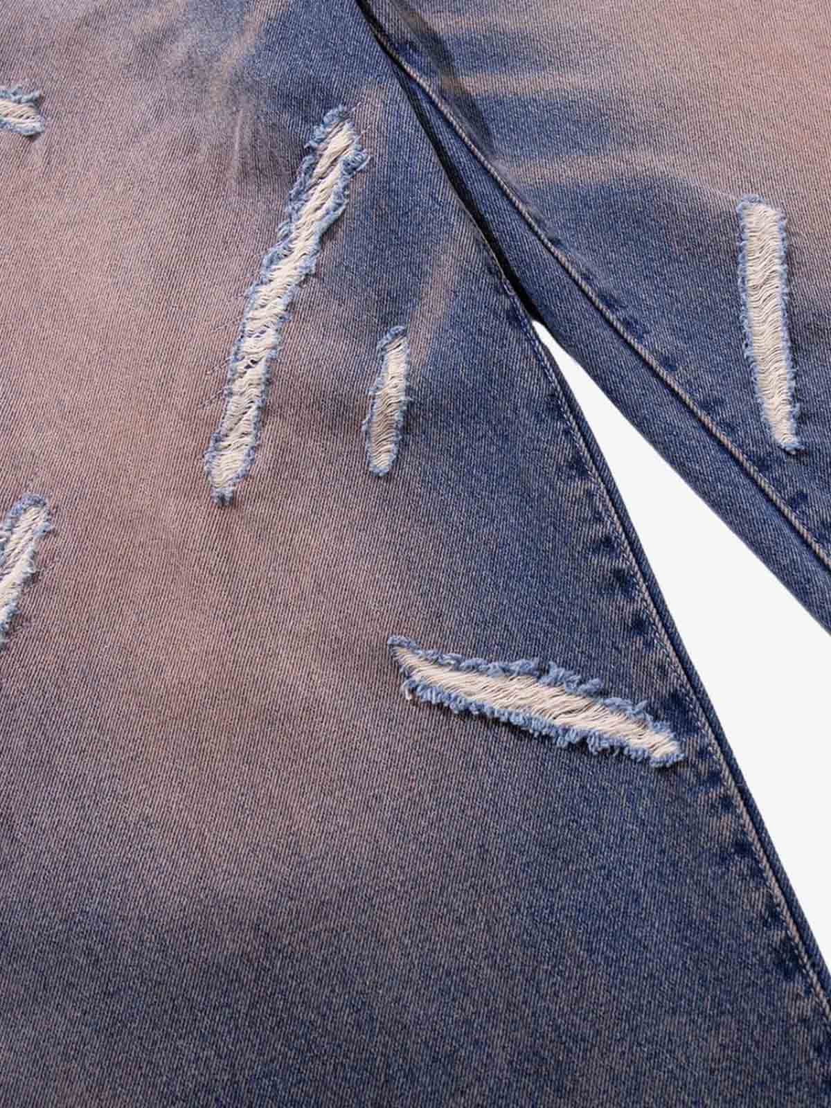Slash Distressed Washed Denim Jeans - Image 7