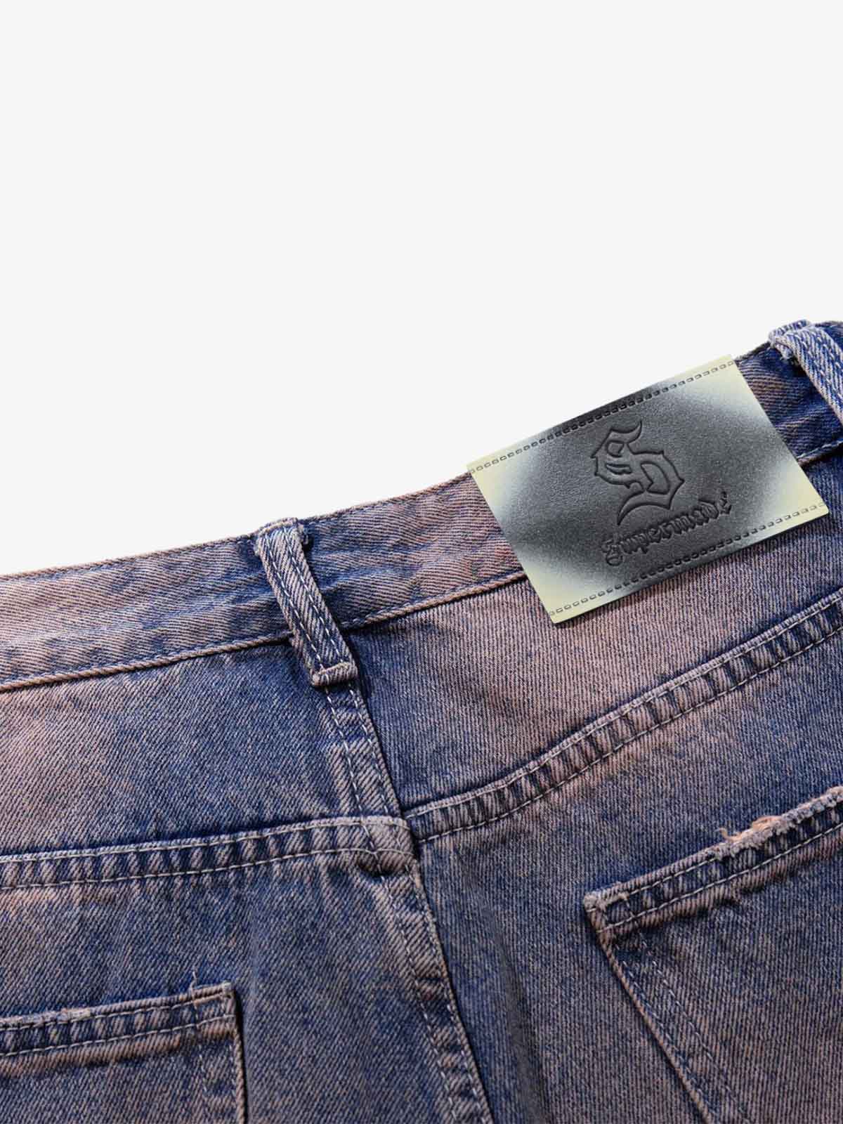 Slash Distressed Washed Denim Jeans - Image 8