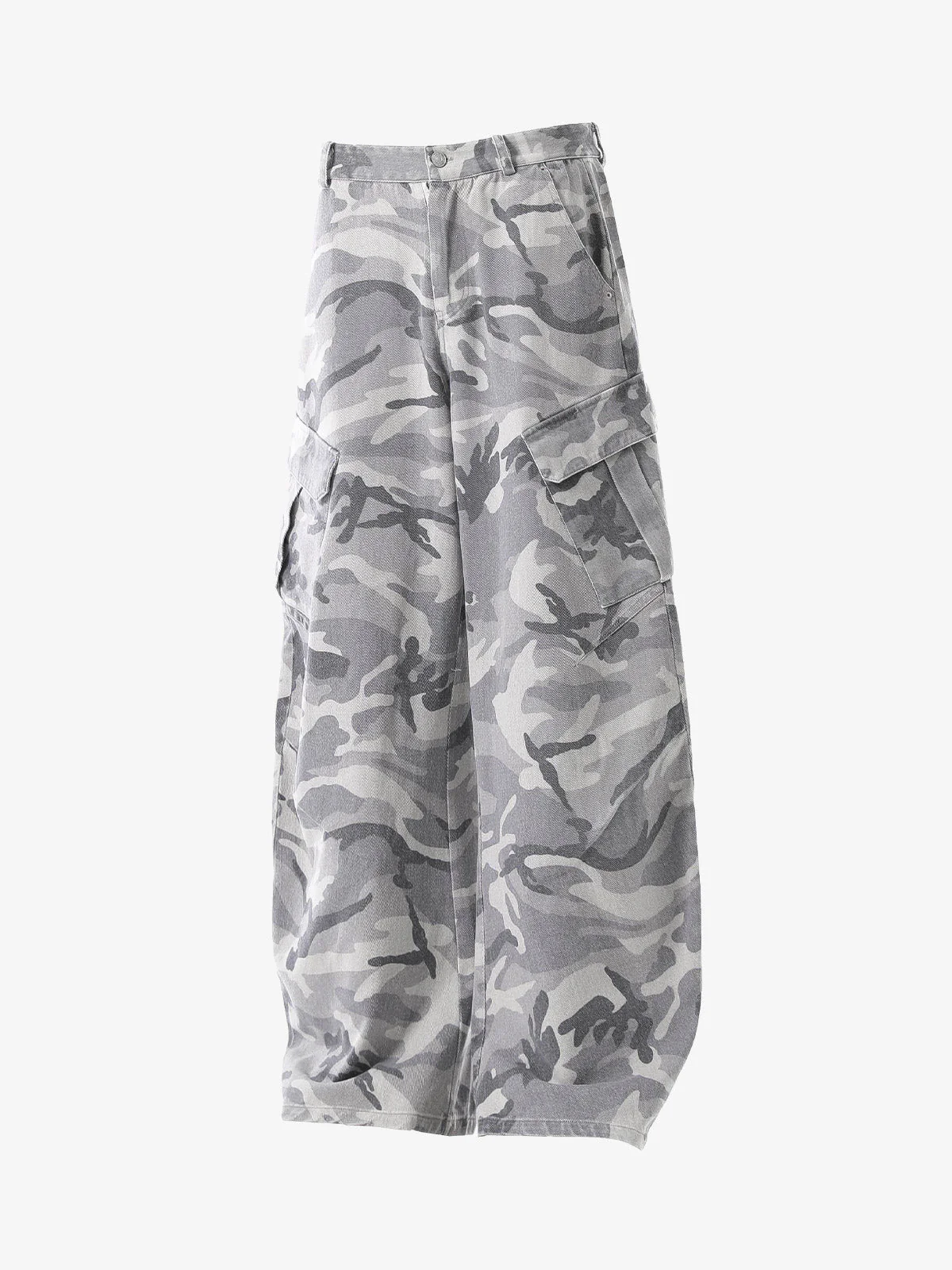 Snow Camouflage Machete Wide-Leg Cargo Barrel Pants - 2548 - Image 10