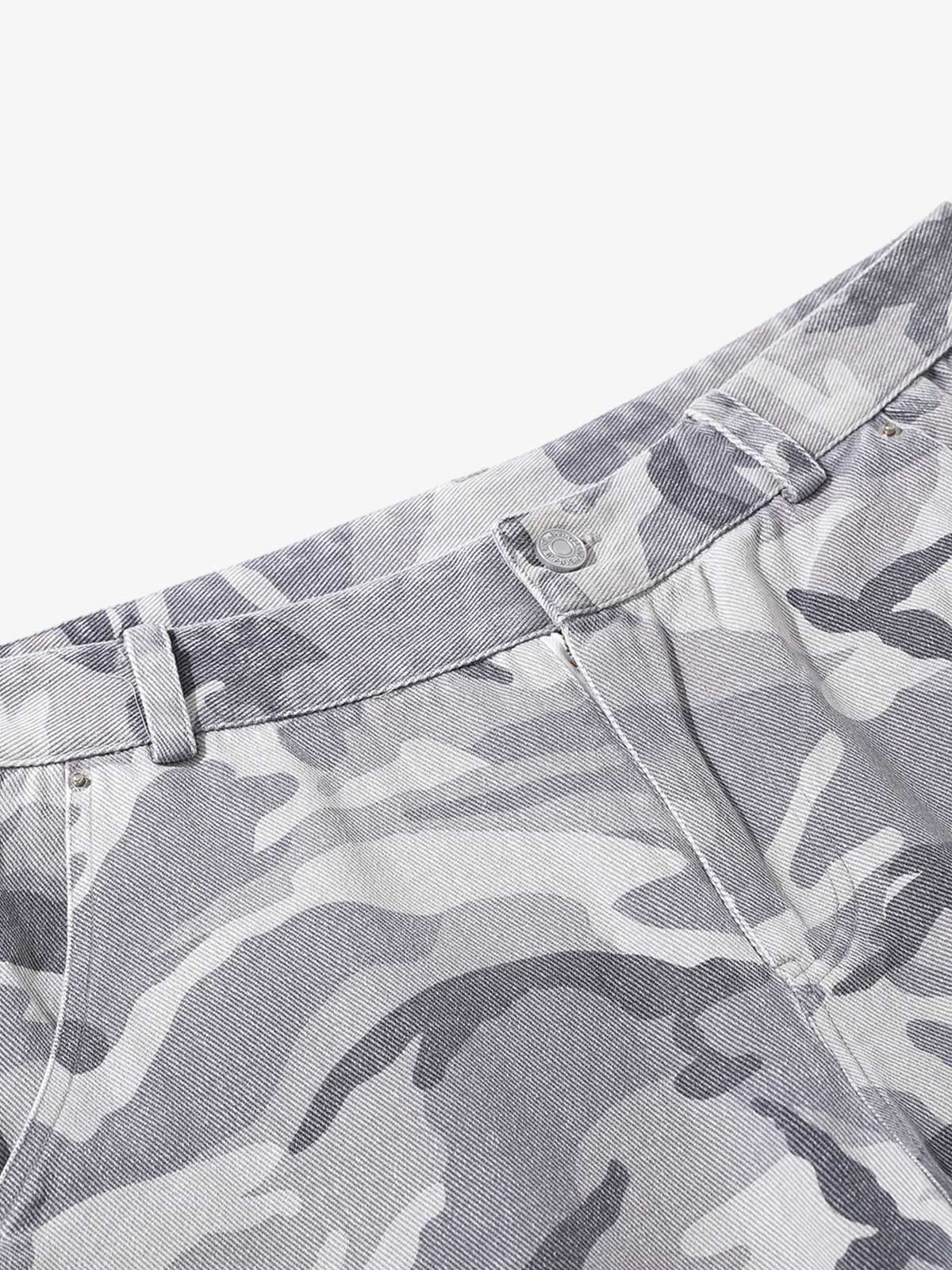 Snow Camouflage Machete Wide-Leg Cargo Barrel Pants - 2548 - Image 12
