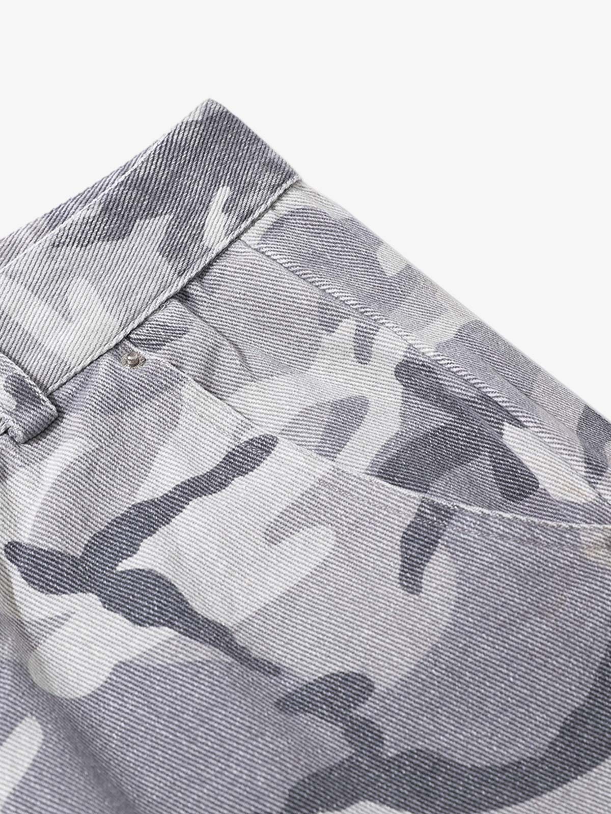 Snow Camouflage Machete Wide-Leg Cargo Barrel Pants - 2548 - Image 13