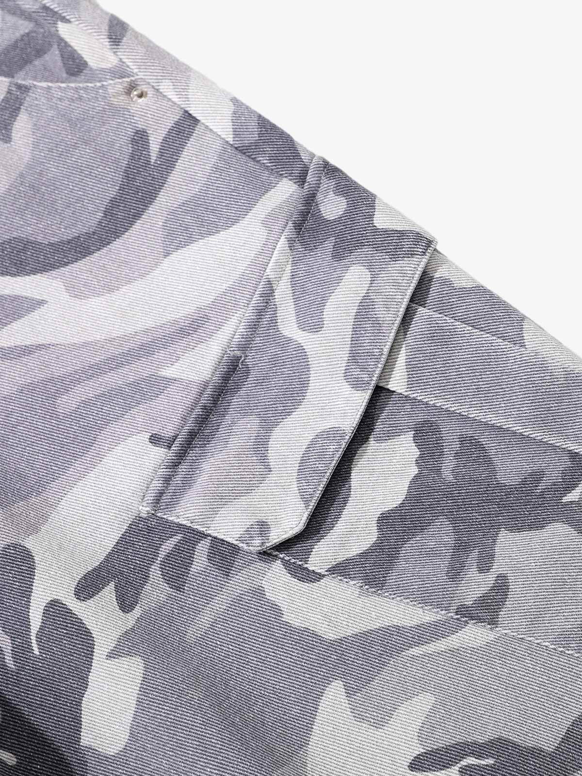 Snow Camouflage Machete Wide-Leg Cargo Barrel Pants - 2548 - Image 15