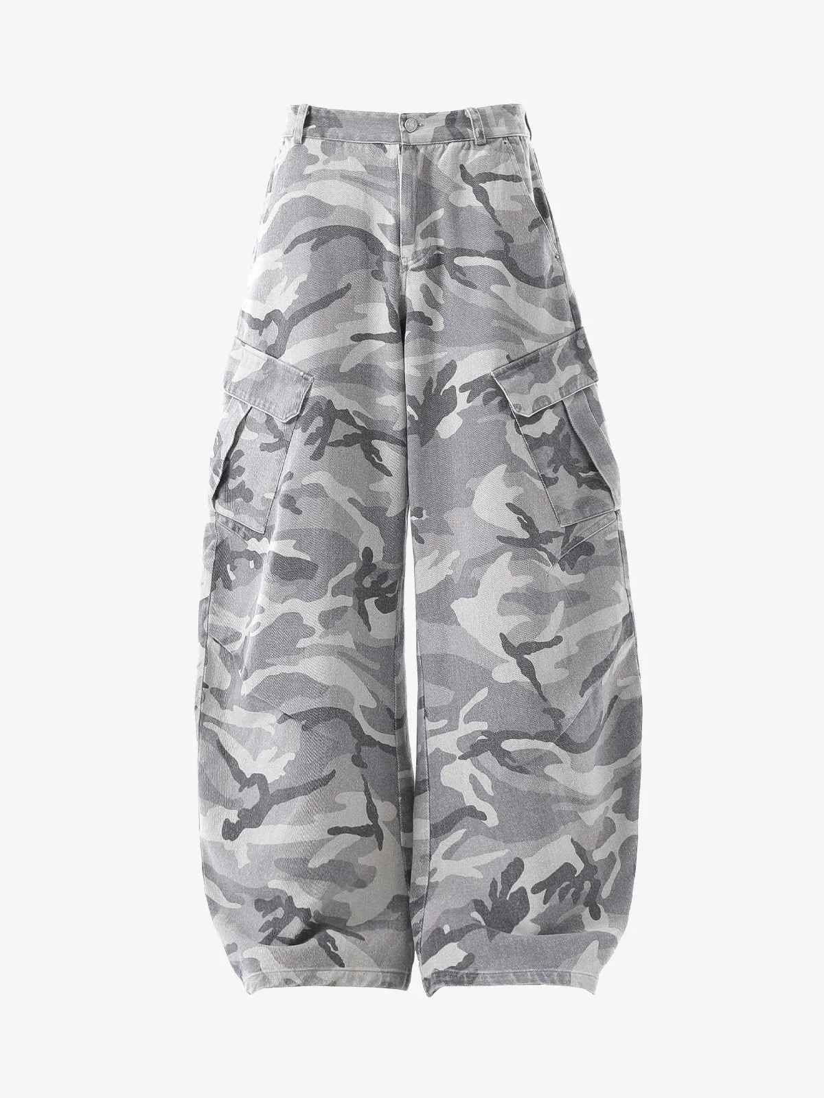 Snow Camouflage Machete Wide-Leg Cargo Barrel Pants - 2548 - Image 2